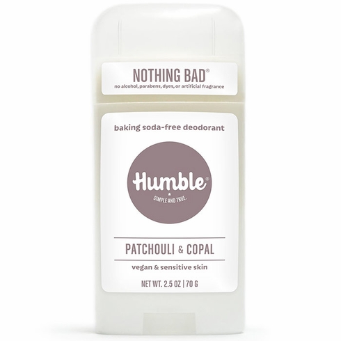 Humble Brands, Baking Soda-Free Deodorant for Vegan & Sensitive Skin, Patchouli & Copal, 2.5 oz