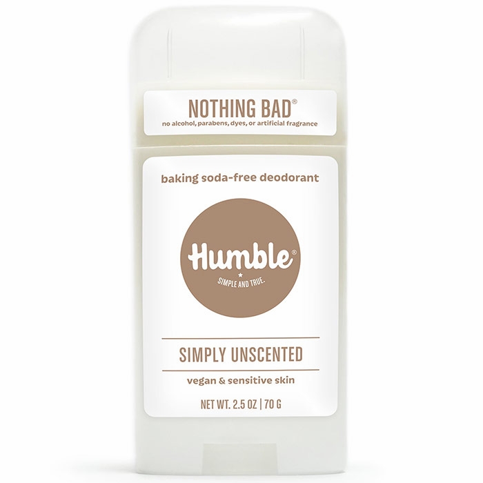 Humble Brands, Baking Soda-Free Deodorant for Vegan & Sensitive Skin, Simply Unscented, 2.5 oz