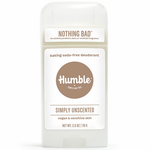 Humble Brands, Baking Soda-Free Deodorant for Vegan & Sensitive Skin, Simply Unscented, 2.5 oz