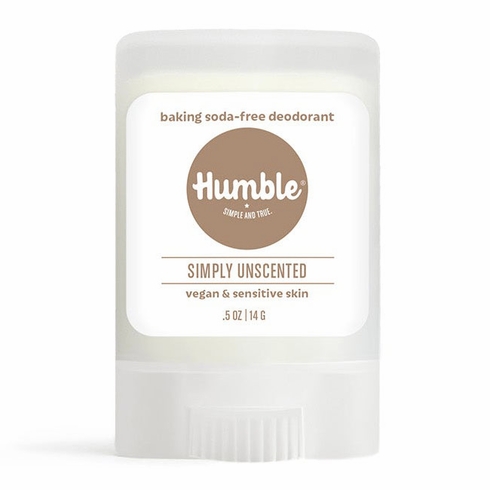Humble Brands, Baking Soda-Free Deodorant for Vegan & Sensitive Skin, Simply Unscented, Travel Size, 0.5 oz