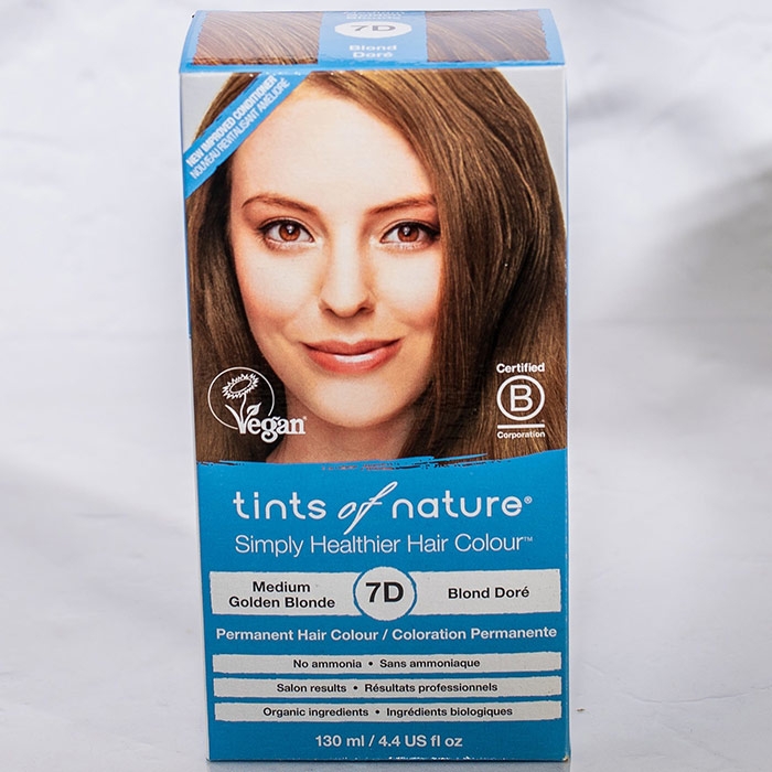 Permanent Hair Colour 7D Medium Golden Blonde, 4.4 oz, Tints of Nature