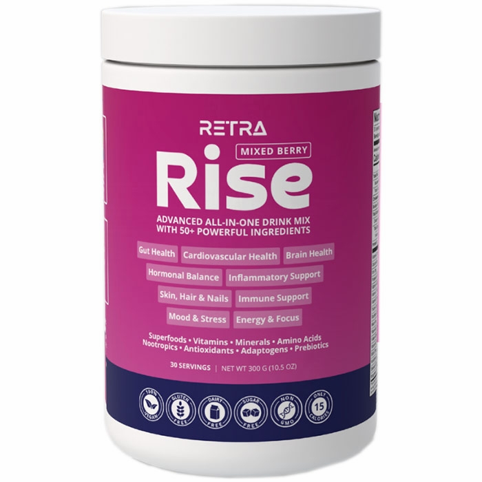 Retra Rise Advanced All-in-One Drink Mix with 50+ Powerful Ingredients, 300 g (10.5 oz)
