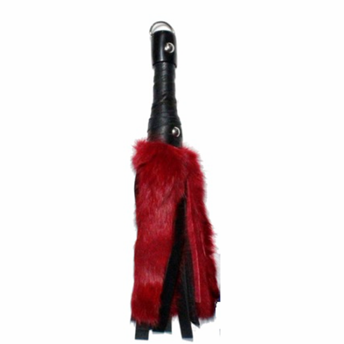 12" Rabbit Fur and Leather Flogger Red 12" Leather