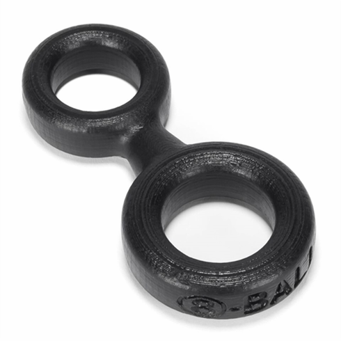 8-Ball Cockring With Attached Ball Ring Black One Size TPE/TPR/ABS