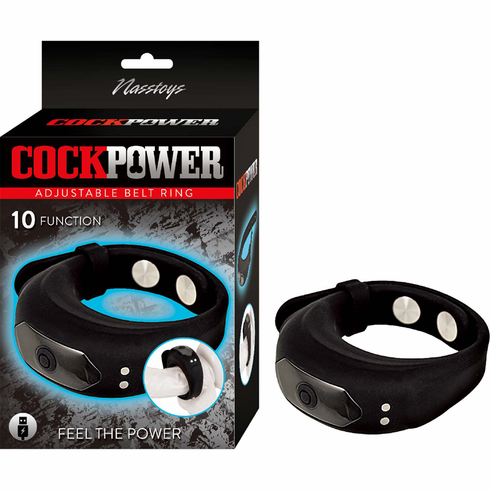 Adjustable Belt Rechargeable Silicone Cock Ring Black Adjustable Silicone