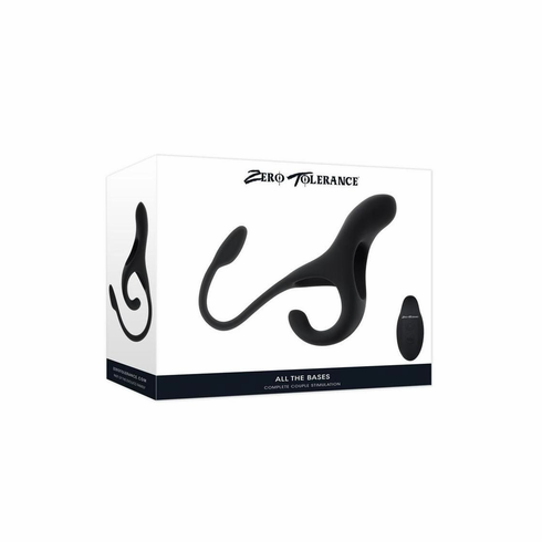 All the Bases Rechargeable Silicone Couples Ring and Plug with Remote  Black