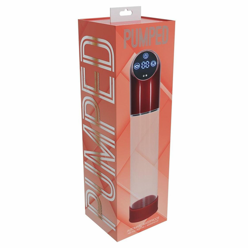 Automatic Waterproof Rechargeable Silicone Penis Pump  Metal Red 7.8"