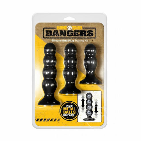 Bangers Silicone Weighted Butt Plugs - 3/pk Black Silicone