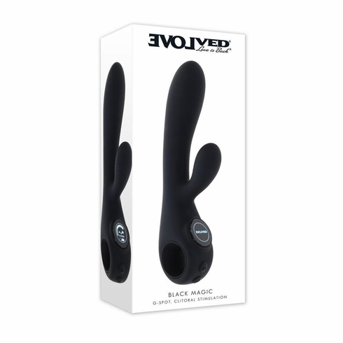 Black Magic Rechargeable Silicone Rabbit Vibrator 4.2" Black