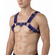 Bulldog PU Leather Harness Black with Dark Blue piping One Size