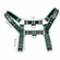 Bulldog PU Leather Harness Black with Dark Green piping One Size