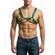 Bulldog PU Leather Harness Black with Green piping One Size