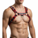 Bulldog PU Leather Harness Black with Red Piping One Size