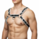 Bulldog PU Leather Harness Black with white piping One Size