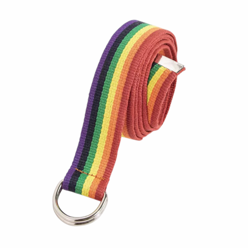 Canvas Belt with Double D Loop Rainbow