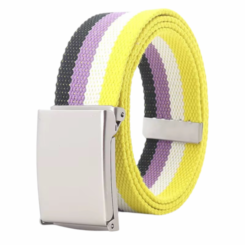 Canvas Belt with Metal Buckle Non-Binary Adjustable