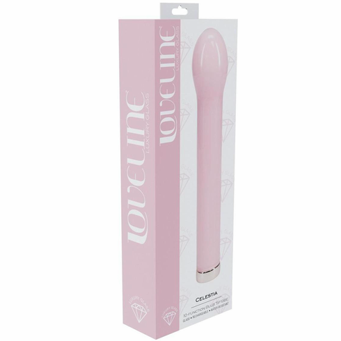 Celestia 10 Function Bulb Tip Rechargeable Glass Vibrator Pink 6.3" Glass