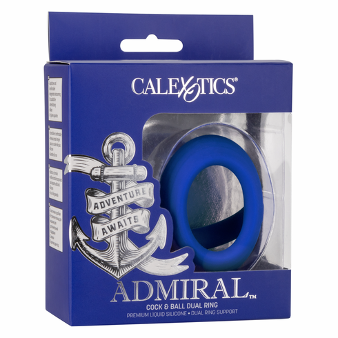 Cock & Ball Silicone Dual Ring  Blue 2" Silicone