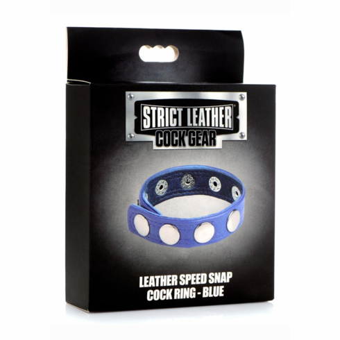 Cock Gear Leather Speed Snap Cock Strap Blue Adjustable Leather