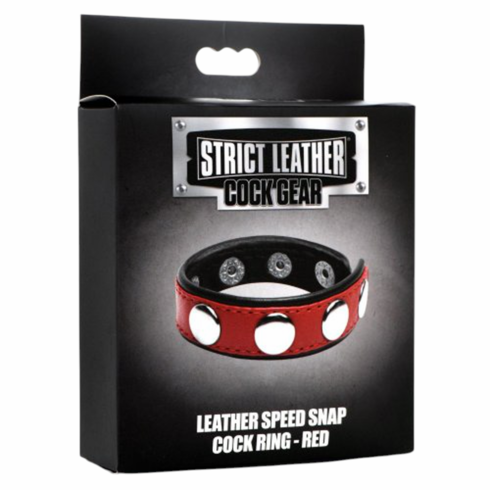 Cock Gear Leather Speed Snap Cock Strap Red Adjustable Leather