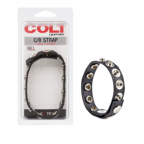 Colt 8 Snap Fastener Leather Cock Strap Black Adjustable Leather