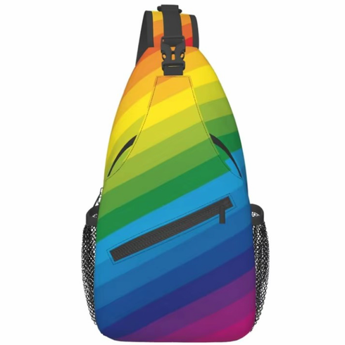 Crossbody Bags/Sling Backpack Rainbow Faded Slant Stripes