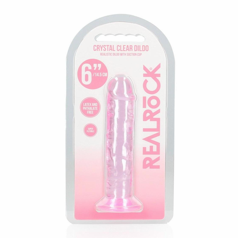 Crystal Clear Dildo Pink 6" TPE/TPR/ABS
