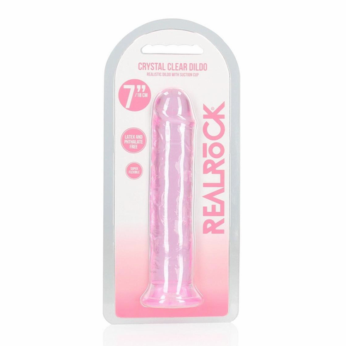 Crystal Clear Dildo Pink 7" TPE/TPR/ABS