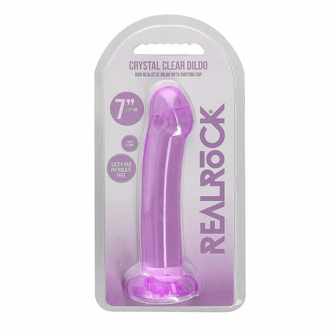 Crystal Clear Dildo Purple 6.7" TPE/TPR/ABS