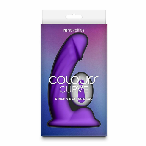 Curve Silicone Vibrating Dildo Purple 6" Silicone Remote