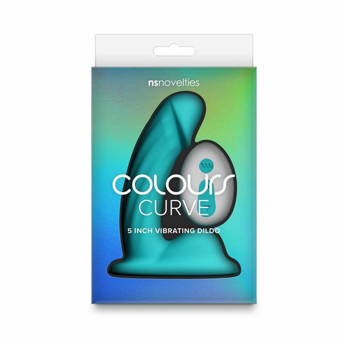 Curve Silicone Vibrating Dildo Teal 5" Silicone Remote