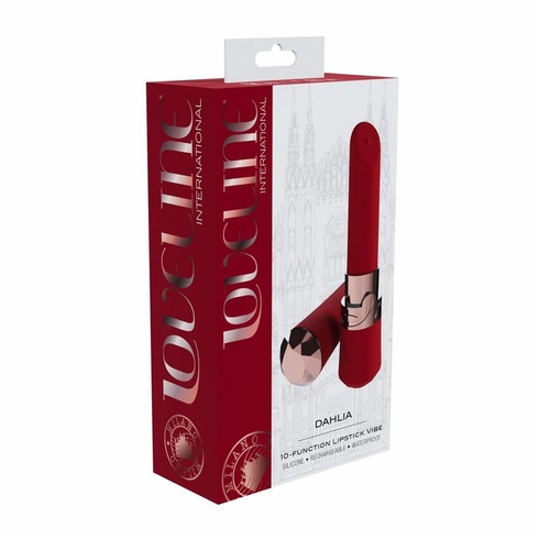 Dahlia 10 Function Silicone Lipstick Vibrator Red 3.25" Silicone