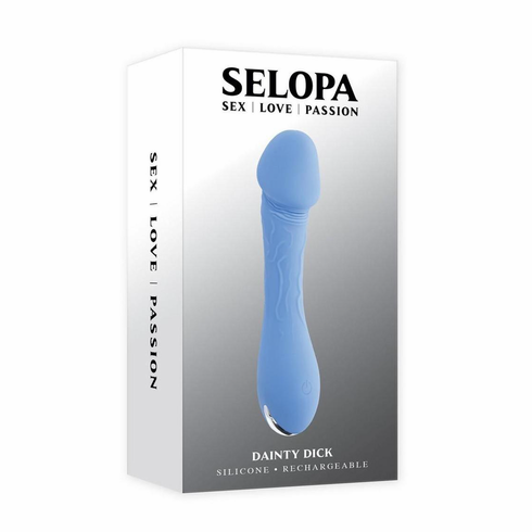 Dainty Dick Rechargeable Silicone Vibrating Dildo Blue 3.25" Silicone