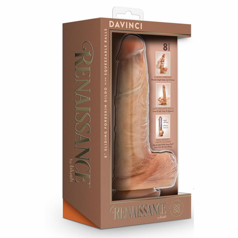 Davinci Sliding Foreskin Dildo Brown 8" Silicone