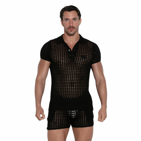 Diamond Knit Polo Black
