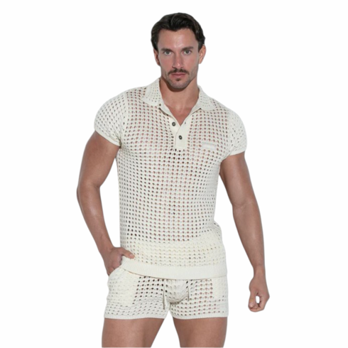 Diamond Knit Polo Off White