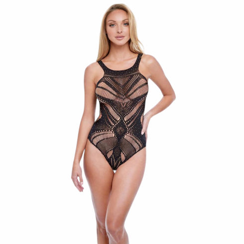 Diamonte Bodysuit Black One Size