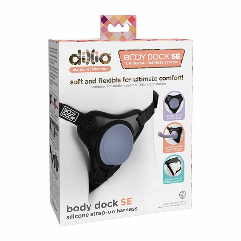 Dillio Plantinum Body Dock Harness Lavendar/Black Adjustable Silicone