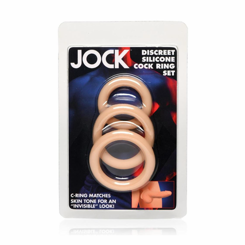 Discrete Silicone Cock Ring - 3 pc Set Beige Silicone