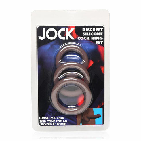 Discrete Silicone Cock Ring - 3 pc Set Brown Silicone