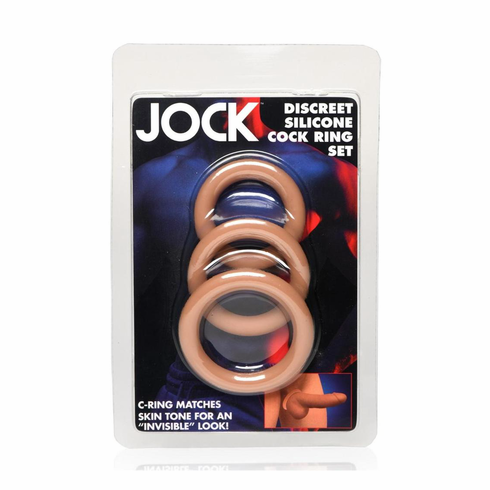 Discrete Silicone Cock Ring - 3 pc Set Light Brown Silicone