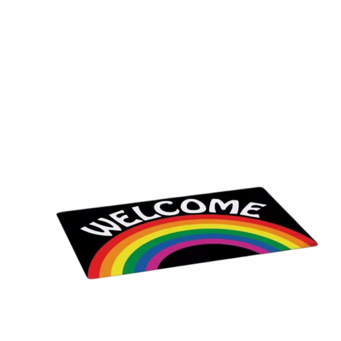 Doormat - Welcome w/Rainbow Black 18" x 30"
