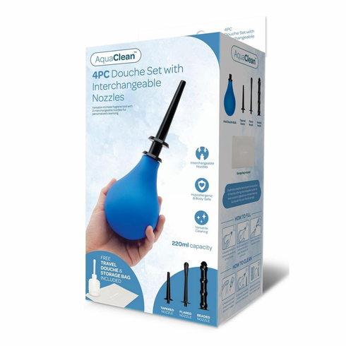 Douche with Interchangeable Nozzle - 4 pc Set Blue/Black