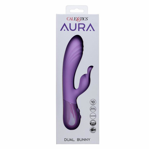 Dual Bunny Rechargeable Silicone Rabbit Vibrator Purple 8" Silicone