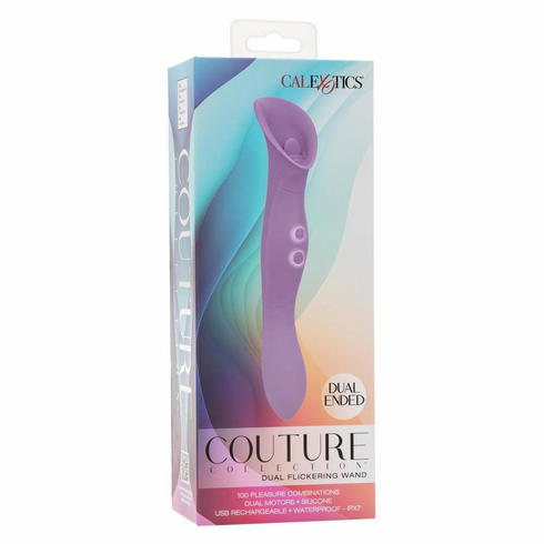 Dual Flickering Rechargeable Silicone Wand Purple 8.5" Silicone