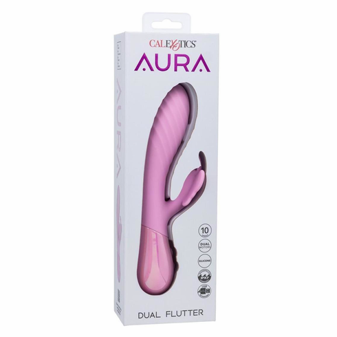 Dual Flutter Rechargeable Silicone Rabbit Vibrator Pink 8" Silicone