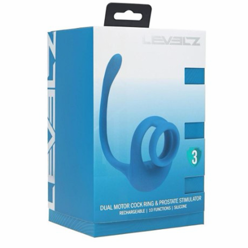 Dual Motor Rechargeable Silicone Cock Ring with Prostate Stimulator - Teal