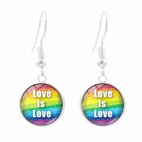 Earrings - Fish Hook / Love Is Love Rainbow
