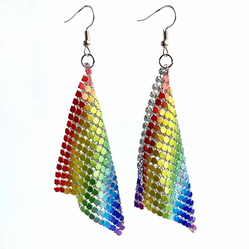 Earrings - Fish Hook / Mesh Rainbow