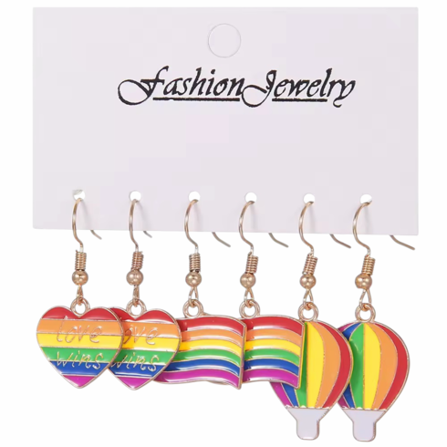 Earrings - Fish Hook Sets / Rainbow Balloon